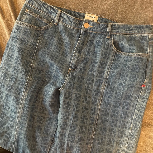 Damson Madder Tovie Jeans in Blue check front seam US 14 UK 18 - Picture 8 of 10
